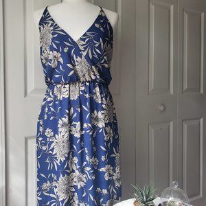 Lush Blue Maxi Floral Summer Dress side split
